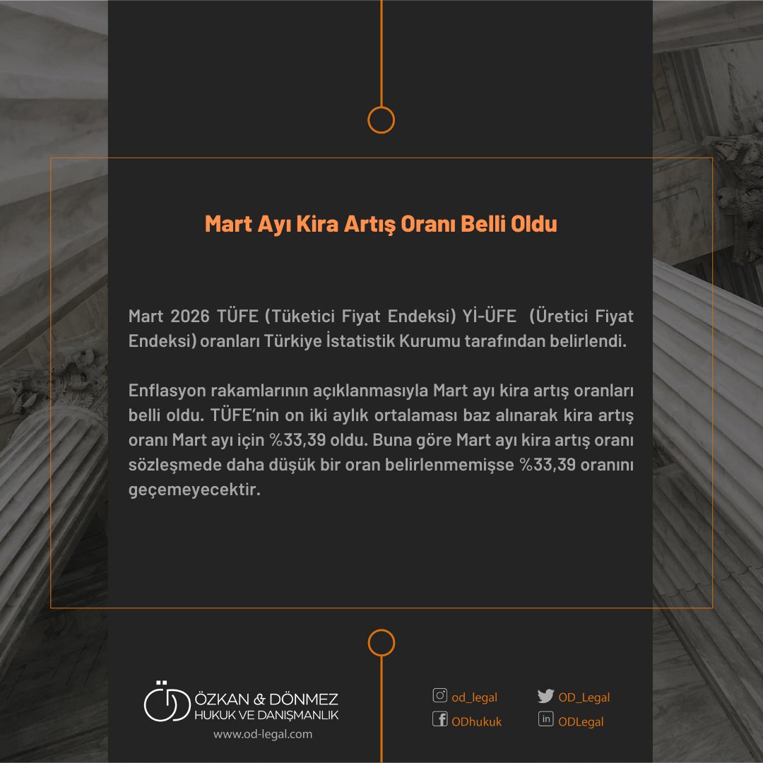OD_Legal's tweet photo. Mart Ayı Kira Artış Oranı Belli Oldu #ODLegal #gündem https://t.co/U29AWtH6fS