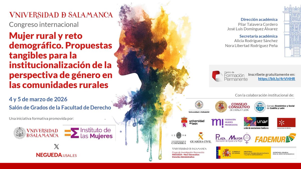Negueda_Usal's tweet photo. ♀️🌾#ProgramaCompleto #MujerRural
📍Facultad de Derecho @usal
📅4 y 5 de marzo
Inscripción: https://t.co/0pEjZL5TdT
Financia: @InstMujeres https://t.co/OMUyUEcjCE