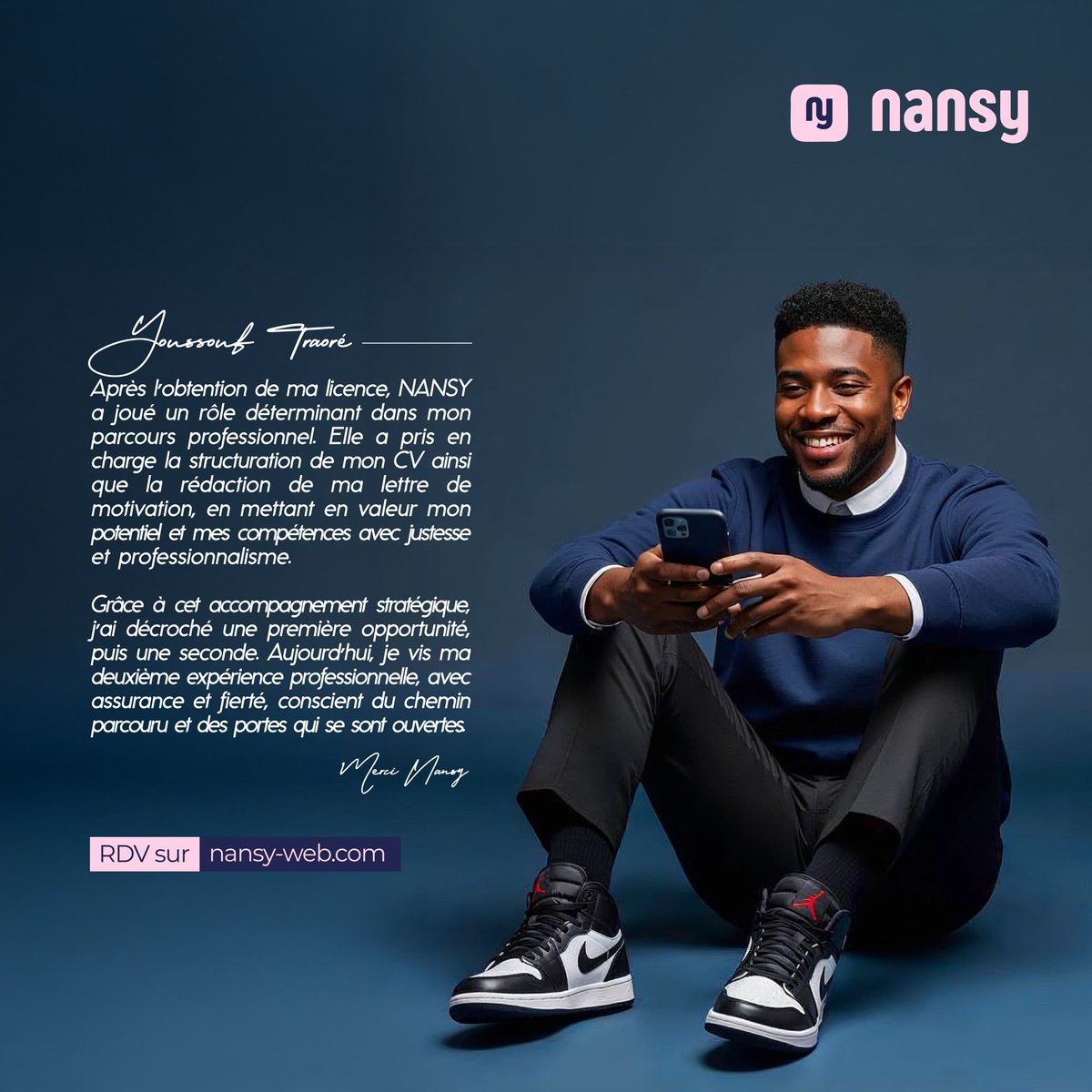 nansyapp's tweet photo. Diplôme en poche, mais galérer à trouver un job ? 😅

NANSY structure ton CV + rédige ta lettre de motivation pour toi. Youssouf a décroché 2 jobs. C'est ton tour. 💼
👉 https://t.co/80nULi2JG0 #RechercheDemploi #CV #NANSY #débloquestacarrière #IA https://t.co/vb82y6A7WC