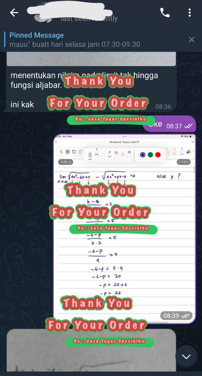 TugasJasa64077's tweet photo. TESTIMONI
Real-time MTK
PSAJ Kelas 12✅
PSAJ KELAS 12 ✅
UH Peluang Distribusi ✅
Yang nyari joki tugas mtk, fisika, kimia dll atau CV saldo bisa banget mampir..
Fastrespon, trusted, and premium quality yaa. Harga juga ramah dikantong🙌
#zonauang
#zonajajan
#jokimtk https://t.co/9PWbHjni8u