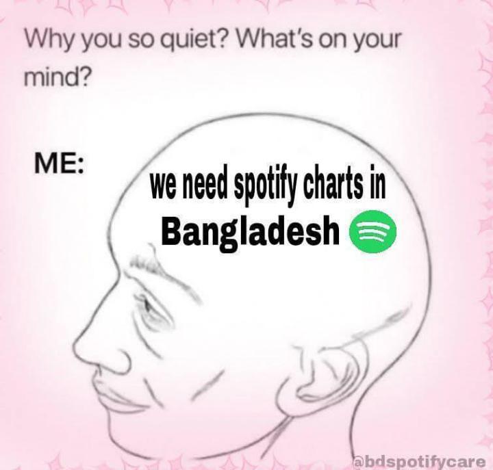 b79535's tweet photo. Hello, @SpotifyStatus, @SpotifyCares
​it's been 5 years since @spotify was launched in Bangladesh and we still don't have our own regional charts, We'd like to know the demand of artists here, please consider our idea, thank you!
​#BringSpotifyChartstoBD
#BDdeserveSpotifyChart https://t.co/CEGl0BotGY