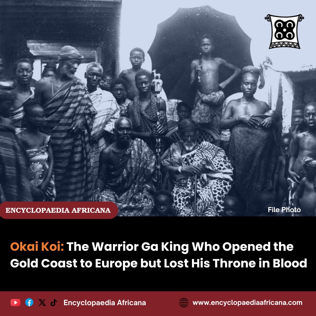 eaponline's tweet photo. Okai Koi - the Warrior Ga King who opened the Gold Coast to Europe but lost his throne in blood.
More here:
https://t.co/kHoVn759A2
#OkaiKoi #GaHistory #GoldCoastHistory #AfricanLeaders #EncyclopaediaAfricana #AfricanHeritage #HistoryUncovered #WarriorKing #Africa #Ghana https://t.co/q3O3cFHi8z