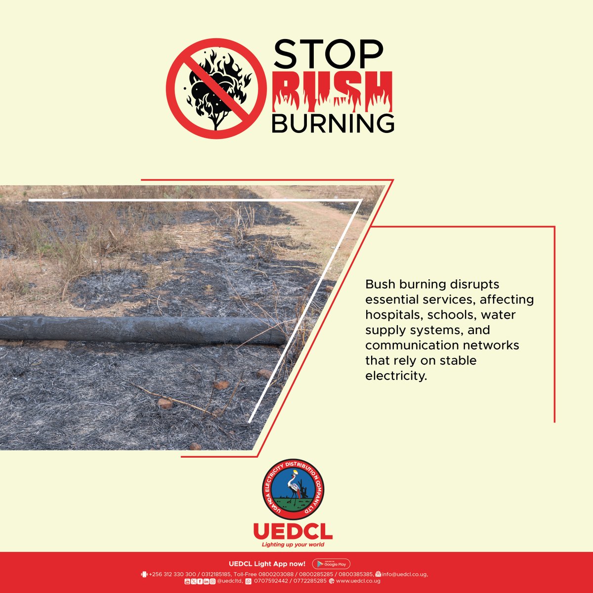UEDCLTD's tweet photo. STOP BUSH BURNING!
#UEDCLinService #LightingUpYourWorld #SafetyForLife https://t.co/me08FRzZOe