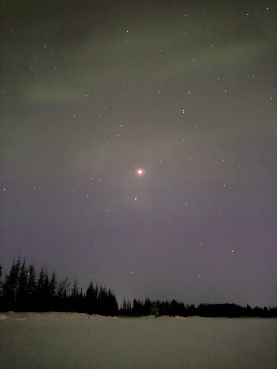 Vincent_Ledvina's tweet image. Blood moon total lunar eclipse and aurora happening now in Fairbanks, Alaska!