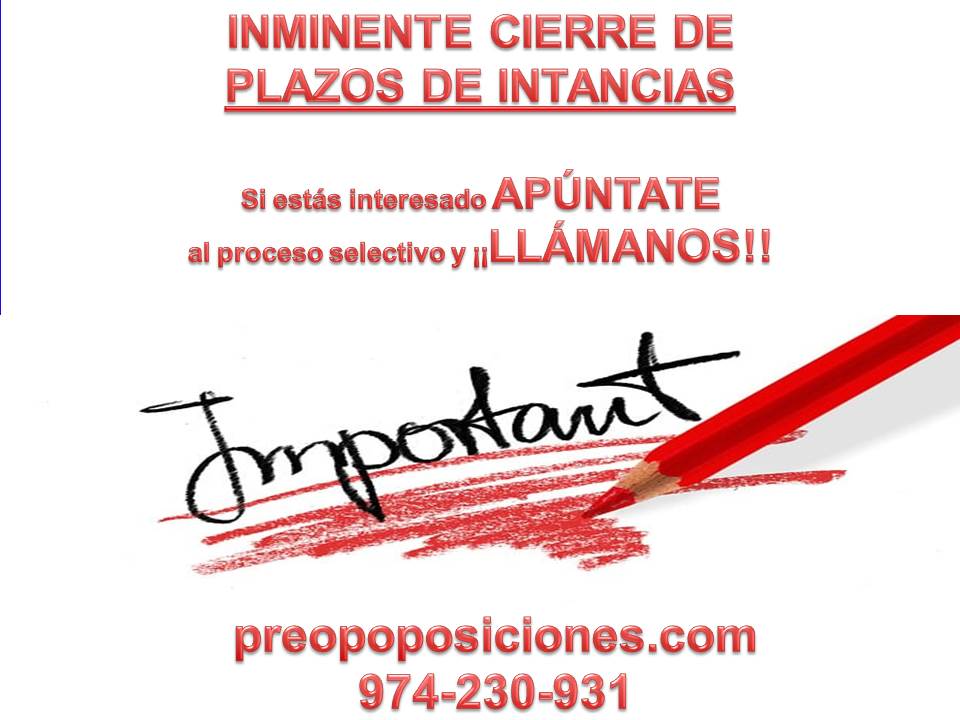 ¡¡ÚLTIMOS DÍAS para apuntarte al proceso selectivo!!

• AYTO. #BARBASTRO: 
- 3 Advos
- 5 Auxiliares 

• AYTO. #FRAGA: 
- 1 Advo

• AYTO. #LANAJA: 
- 1 Advo

• AYTO. #BINÉFAR: 
- 1 Auxiliar

Disponemos del MATERIAL COMPLETO para todas 

974-230-931
preopoposiciones.com
