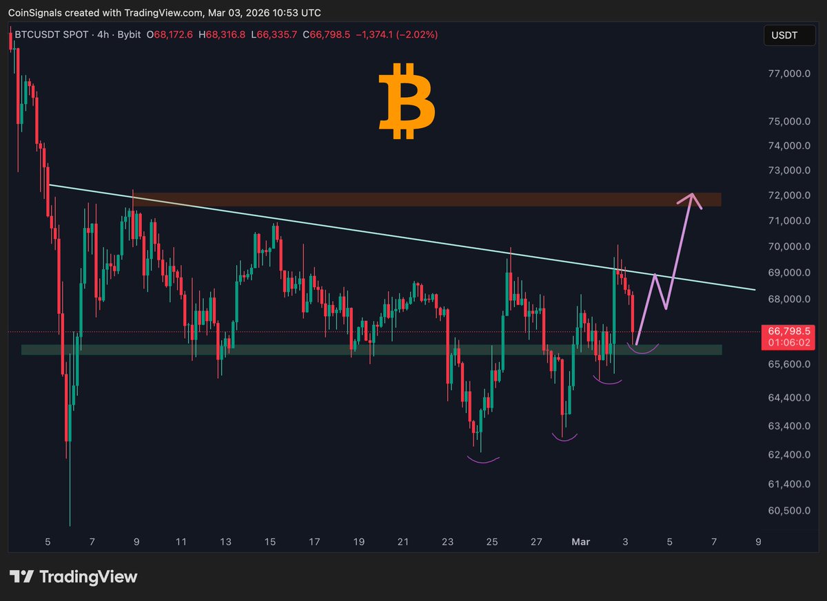 CoinSignals_'s tweet photo. #BTC has strong support at $66k. Holding above this level keeps it in bullish momentum, targeting $70k–$72k. https://t.co/Fq5en9iVIx