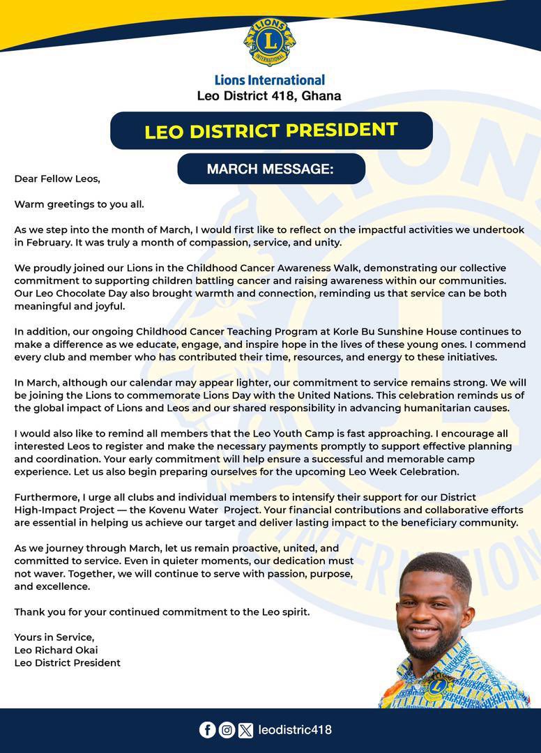 Leo District 418, Ghana tweet media