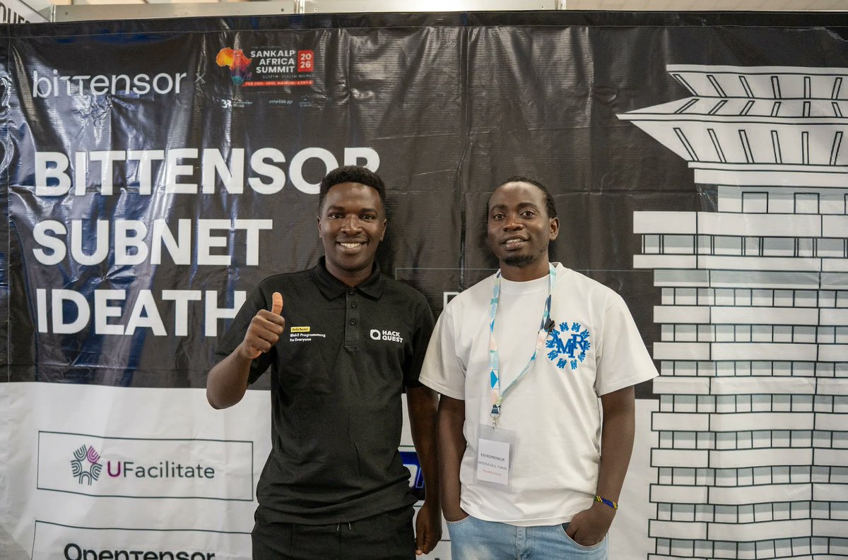 HackQuest_'s tweet photo. Bittensor Subnet Ideathon at Sankalp Africa Summit: Winning Ideas 🇰🇪

Together with @opentensor, we saw sharp, problem-driven pitches from some of Africa’s strongest talent — truly an honor to support this initiative @SankalpForum.

Congrats to our winners:
🏆 1st Place: Medical AI for Pre-screening — Wade Walton
🎖️ Runner Up: Creative Subnet — David Opiyo

Special thanks to Sam @DistStateAndMe and Gareth @GarethHowe95938 for their mentorship, and our partner Andres @amarquezlara from #Ufacilitate for hosting.

Learn more 👇