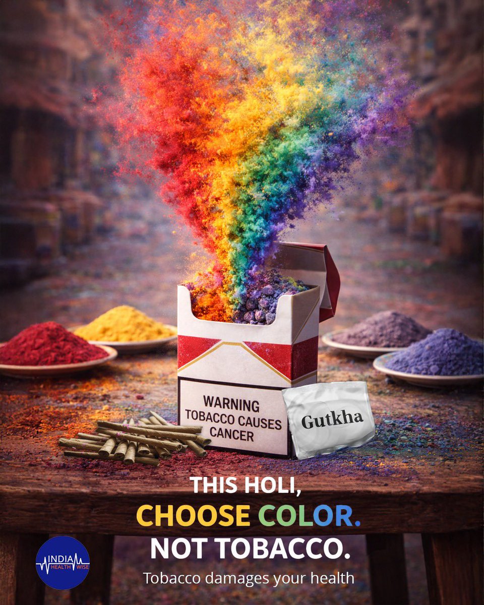 Holi celebrates life in every color.
Tobacco, whether cigarettes, beedi, or gutkha causes cancer, heart disease, and addiction.
This festival, choose health over harm.
#TobaccoKills #YouthHealthFirst #TobaccoFreeYouth #budget2026india