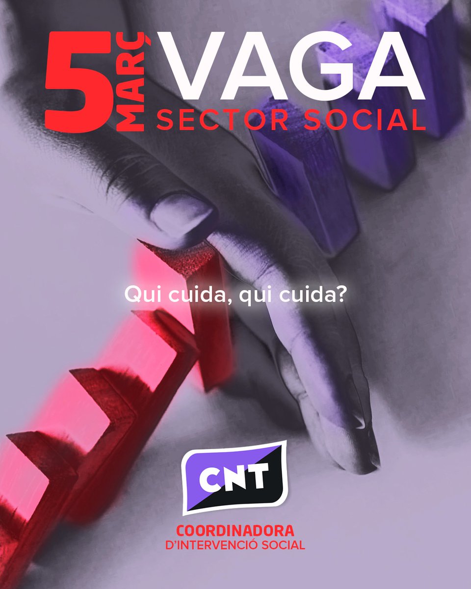 IntervencioCNT's tweet photo. 🔴⚫ Ens sumem a la vaga del día 5 de març

El proper dijous dia 5 de març està convocada una vaga al sector social. Recordeu que hem quedat el dijous a les 10h del matí a la plaça Tetuán.

#CATALUNYA #AccioSocial #ComptaAmbCNT #JuntesSomMesFortes

https://t.co/upkfngIifE https://t.co/7xuDMjDu3i