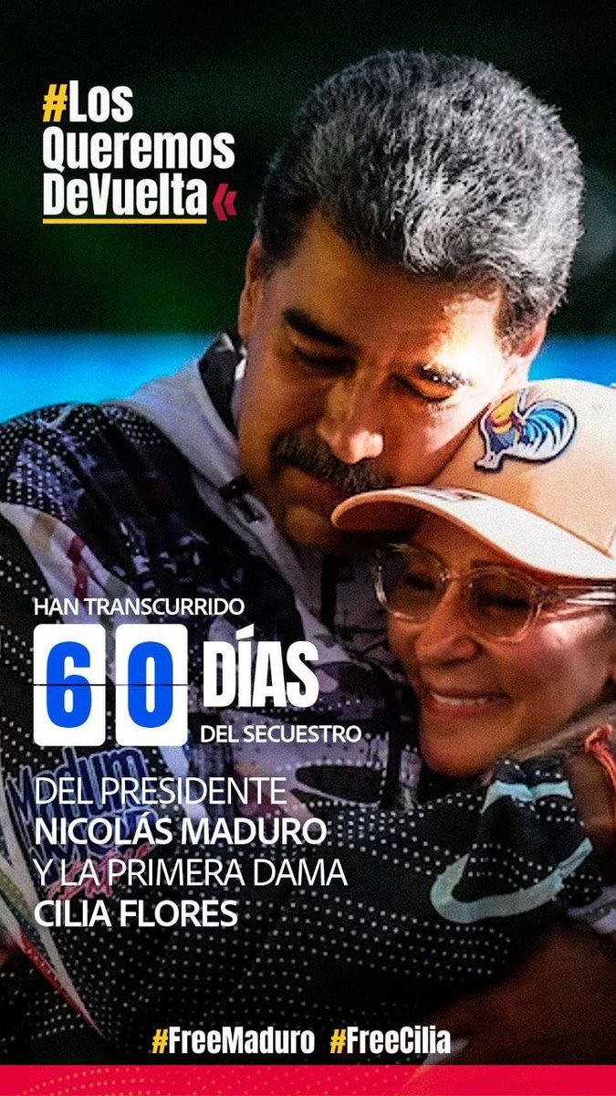 SonPolemicas's tweet photo. En pocos días se realizará la audiencia judicial del Presidente Constitucional de Venezuela, una farsa montada por el Depto de Justicia de Estados Unidos, ningún juez extranjero puede juzgar a un Jefe de Estado en ejercicio de sus funciones.
El Presidente y la Primera Dama están secuestrados.

#LosQueremosDeVuelta