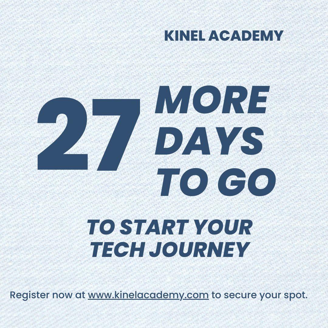 heykinel's tweet photo. 27 days to go. 🚀
Your tech journey starts here. Are you ready to do it the right way?
#KinelAcademy #27DaysToGo #TechMentorship #LearnTech #TechInNigeria #FutureTechie #MentorshipMatters #TechJourney #LevelUp
Signup Link:
https://t.co/xDdBNAFm6G https://t.co/bB14yRb44s