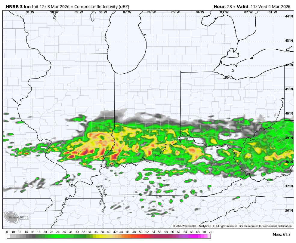 Today (3/3), there is a MARGINAL (1/5) risk of severe thunderstorms ...