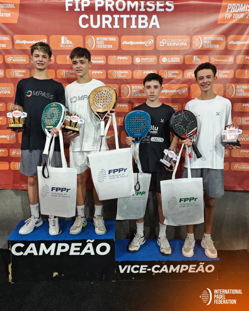padelfip's tweet photo. Curitiba crowns its champions! 👏🏆
At the FIP Promises Curitiba, they stepped on court with determination and left it with the trophy.
A winning weekend in Brazil and a big step forward for the NextGen.
#FIPPromises #Curitiba #PadelFIP https://t.co/tXOIZn3bwm