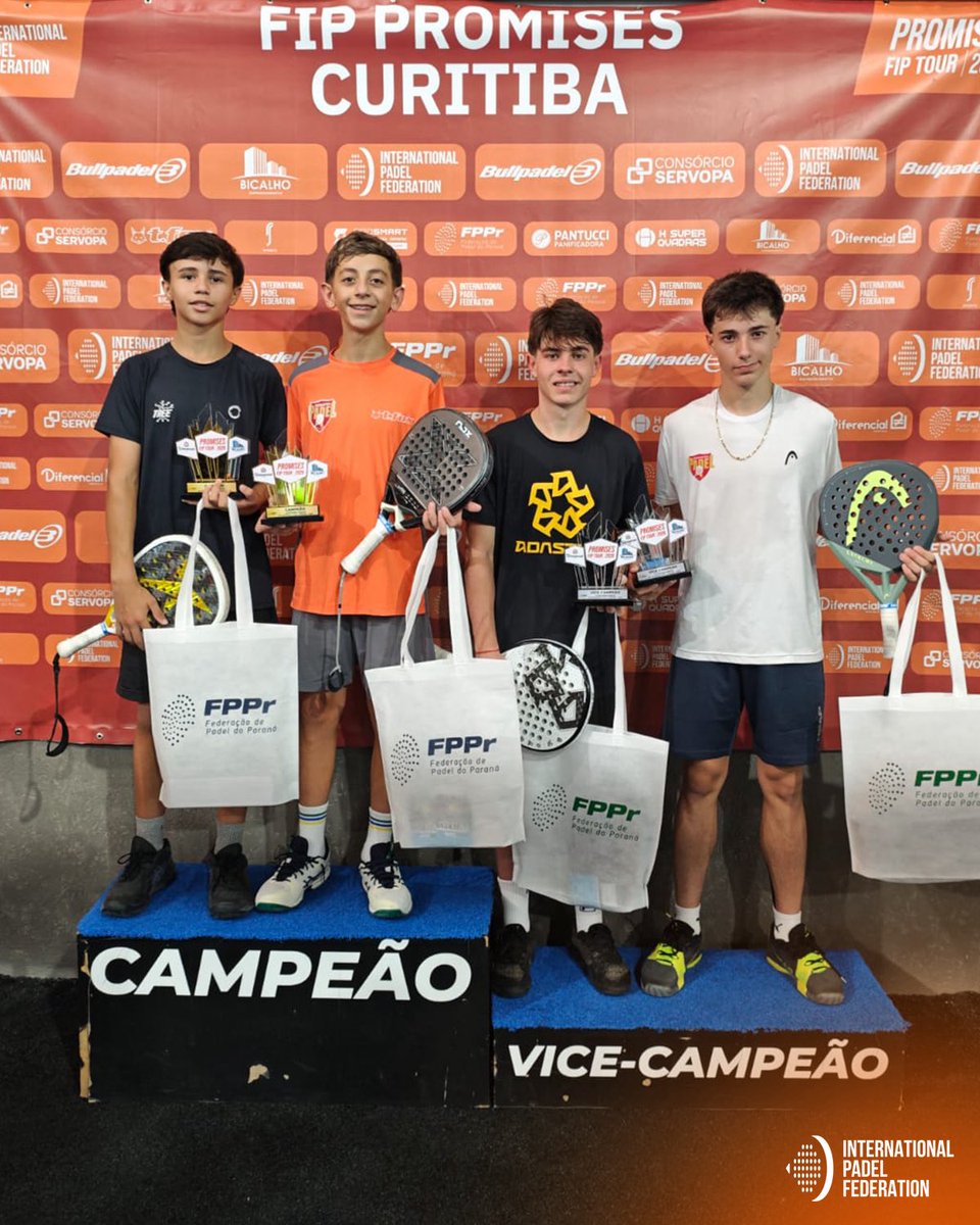 padelfip's tweet photo. Curitiba crowns its champions! 👏🏆
At the FIP Promises Curitiba, they stepped on court with determination and left it with the trophy.
A winning weekend in Brazil and a big step forward for the NextGen.
#FIPPromises #Curitiba #PadelFIP https://t.co/tXOIZn3bwm