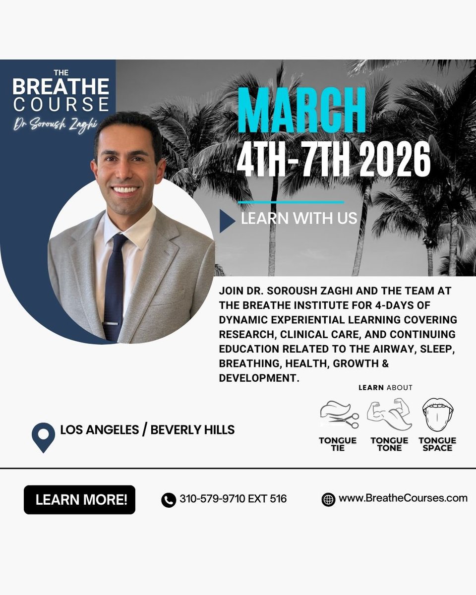 Tomorrow we kick off the Breathe Course in the Los Angeles area — and we are officially SOLD OUT in person 🙌

But good news ✨ Live-stream registrations are still available at breathecourses.com
#TheBreatheInstitute #BreatheCourse #FunctionalFrenuloplasty #AirwayHealth