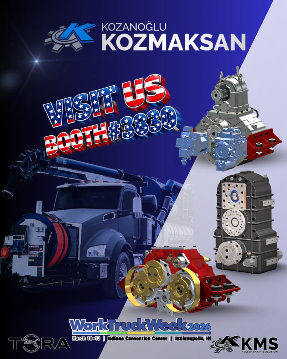 KozmaksanPTO's tweet image. Kozmaksan will be exhibiting at #WorkTruckWeek2026, North America’s leading event for commercial vehicle and fleet engineering. Visit us at Booth #3830 to discover our high-performance PTO and #drivetrainsolutions built for demanding vocational applications.

#Transfercase