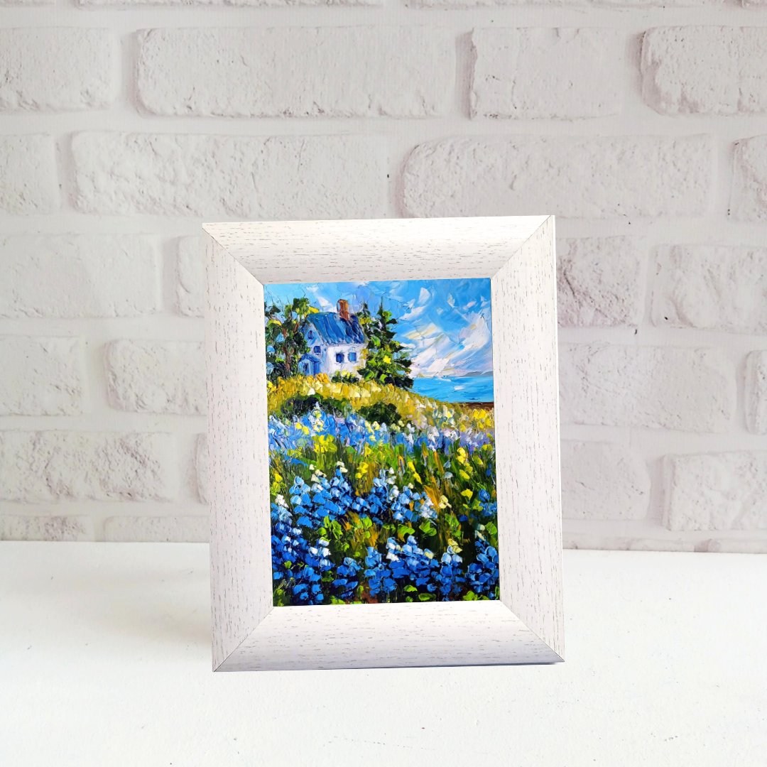 Natalchechka's tweet photo. Maine Seaside Cottage #OilPainting - Lupine Flowers #LandscapeArt https://t.co/4l1nqsLo6R