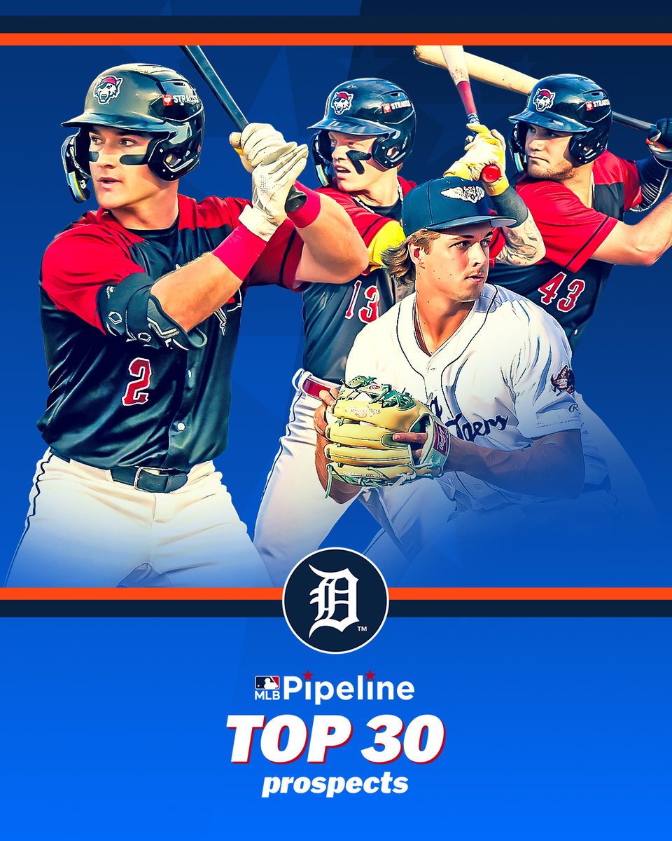 MLBPipeline's tweet image. Headlined by two of baseball's top 10 overall prospects in Kevin McGonigle and Max Clark, the @Tigers' farm system features elite talent knocking on the big league door.

Here's Detroit's new Top 30 list: atmlb.com/4u1GxkR