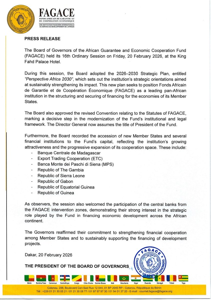 NkusiEric's tweet photo. A New Era for FAGACE: "Perspective Africa 2030"
✅ 5 new Member States joined (TheGambia, Sierra Leone, Gabon, Equatorial Guinea, Guinea)
✅ Major capital growth with new institutional partners
✅ Institutional modernization to drive pan-African impact
#FAGACE #Africa2030 #Rwanda https://t.co/5sA3PBasfP