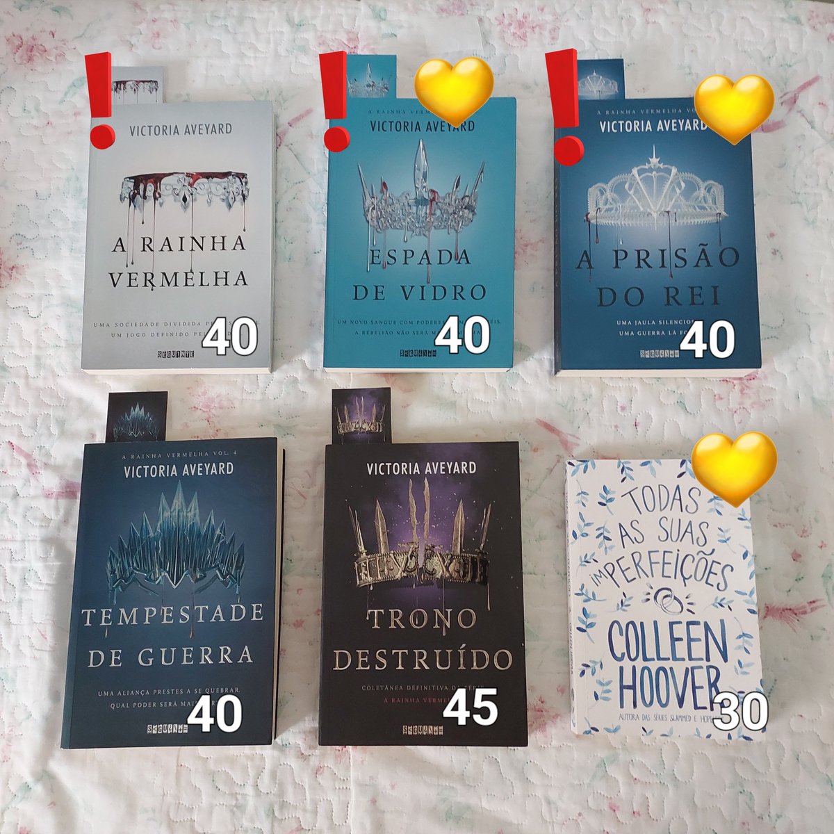 VENDA DE LIVROS USADOS

valor na imagem + frete

legenda:
– ❗️: pequenas avarias na capa
– 💛 : marcações

ainda não tenho nenhum feedback por ser minha primeira venda, mas qualquer dúvida eu posso enviar mais fotos na dm caso tenha interesse!
