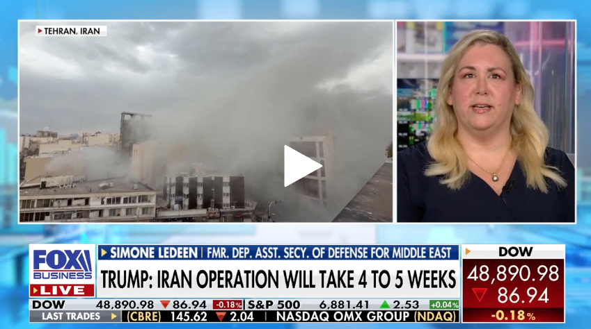 StraussCenter's tweet photo. "First and foremost, what this shows us is that the decapitation operations against the regime have been extremely effective." – #StraussTech Senior Fellow @SimoneLedeen yesterday for FOX Business.
Watch her commentary here: https://t.co/xZlujQnlH1 https://t.co/1lh5SsmdI4
