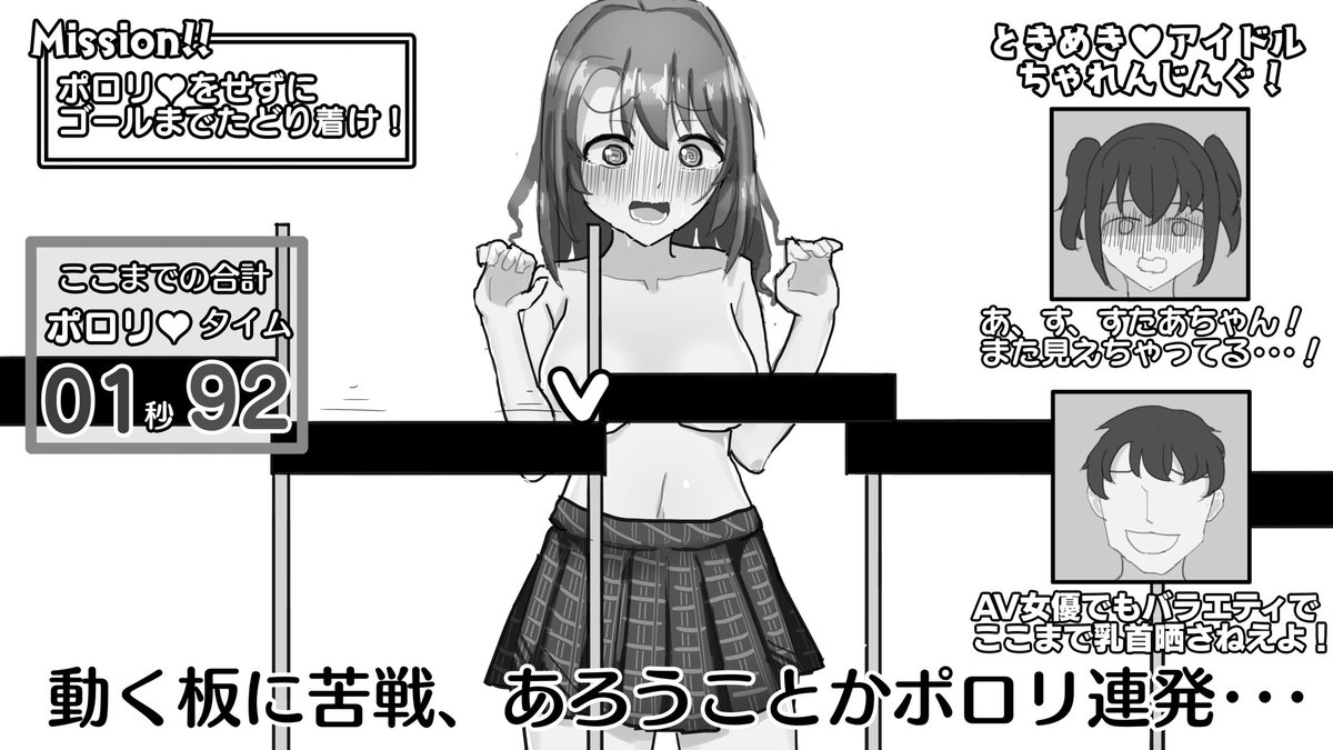 夢と希望を持って芸能界入りしたのに、エロバラエティに出演させられてお茶の間の笑い物にされる女の子。 