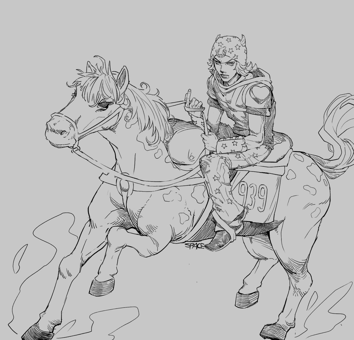 spacezehuman's tweet photo. march hotel drawing #3 #illustration #steelballrun https://t.co/vwg3JFOUPQ