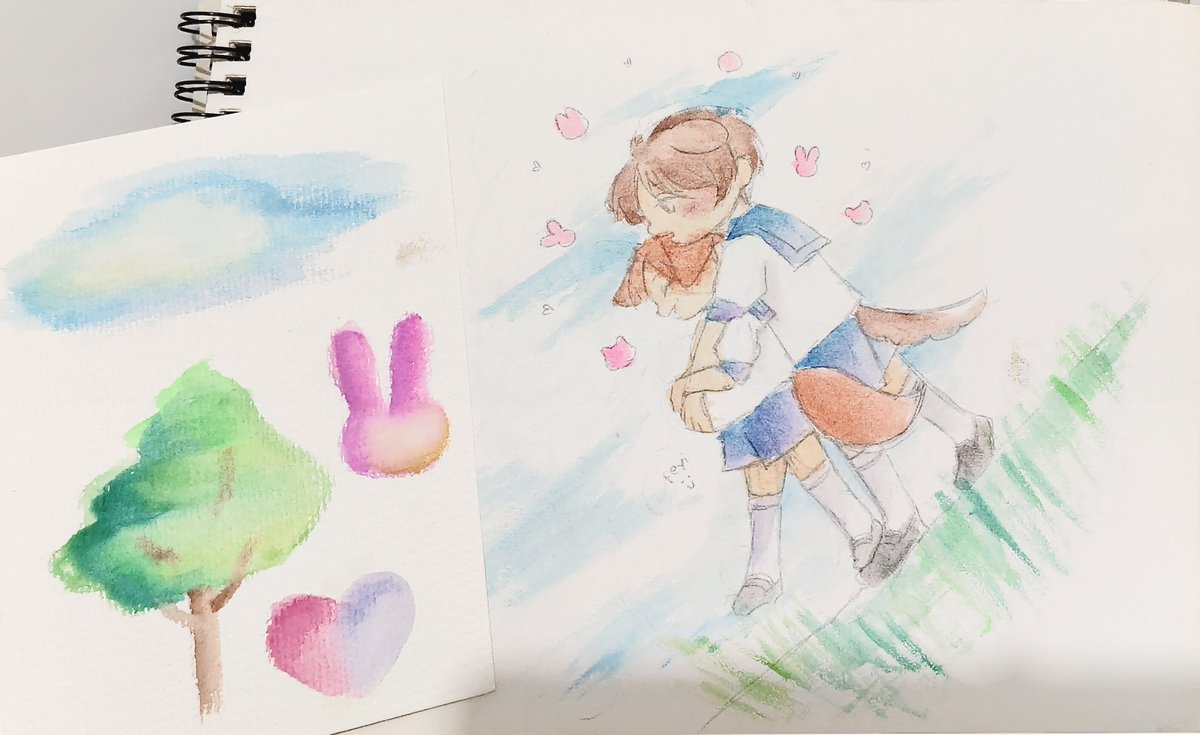 fuwafeya's tweet photo. pertama kali bgt nyobain pake watercolor yh kayaknya guwe emang kagak ada bakat gambar tradisional https://t.co/hEukl4R0so