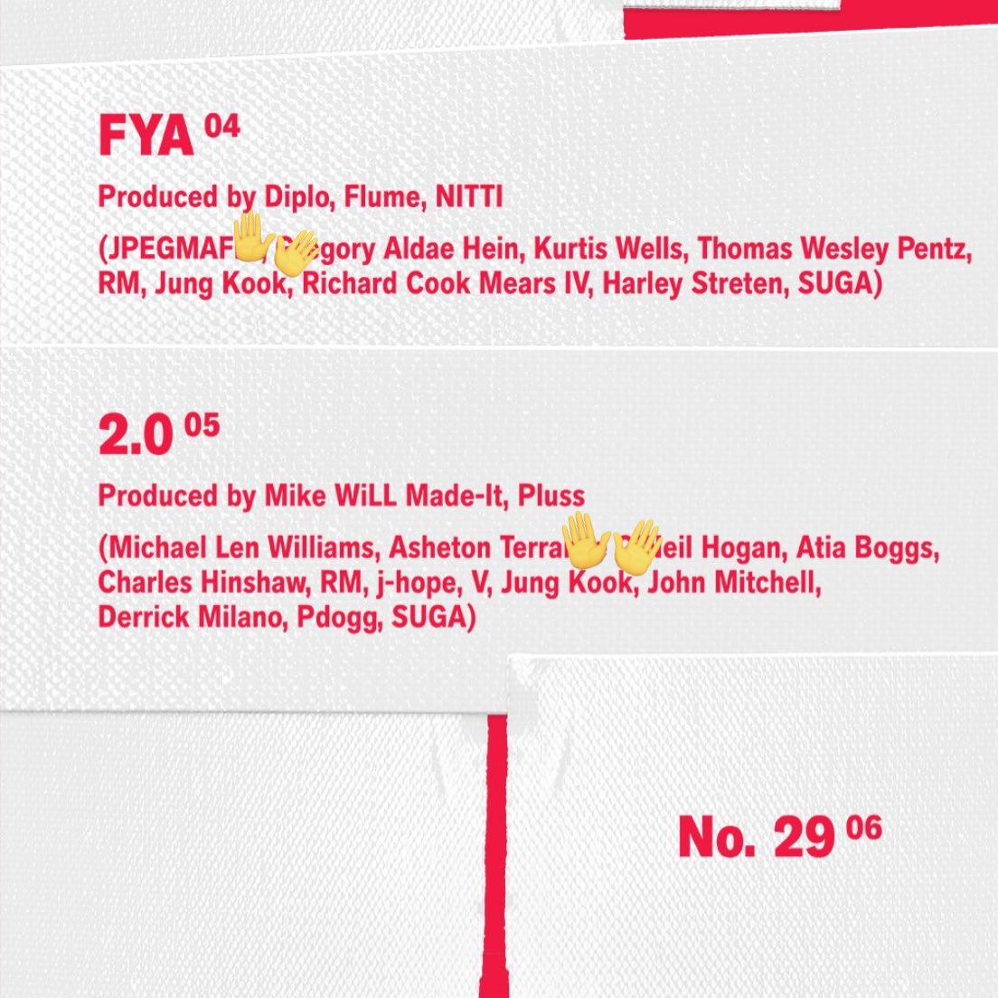 jungkook’s arirang tracks credits:

— hooligan
— aliens
— fya 
— 2.0