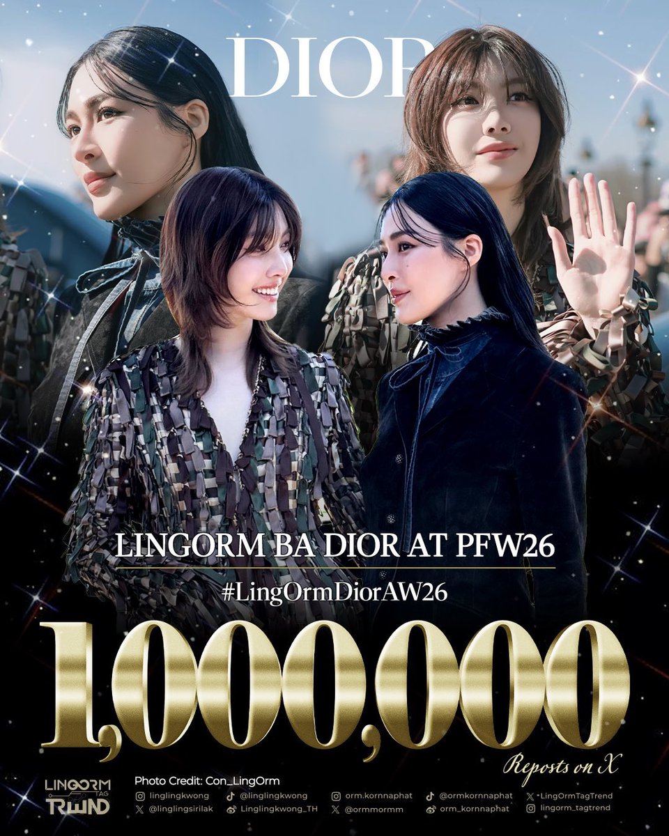 LingOrm_TW's tweet photo. Congratulations to LingOrm 1 million reports on x.

LINGORM BA DIOR AT PFW26
#LingOrmDiorAW26

#LinglingKwong #OrmKornnaphat  #LingOrm #Dior #DiorAW26 #PFW  @Dior @linglingsirilak @ormmormm https://t.co/Cpp4nIhf4t