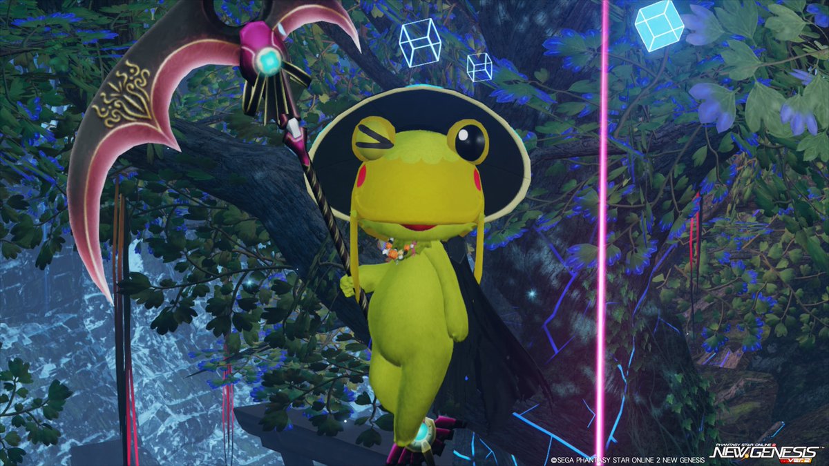 新しい待機Mo長杖を🐸コーデで考えてみたけど、「以前に作ったハロウィン🎃🦇🕸コーデが1番しっくりくる」という結果になったケロッ
(つ∀<｡)ﾃﾍｯ♪
 #PSO2NGS_SS 
 #メンテの日なのでssを貼る