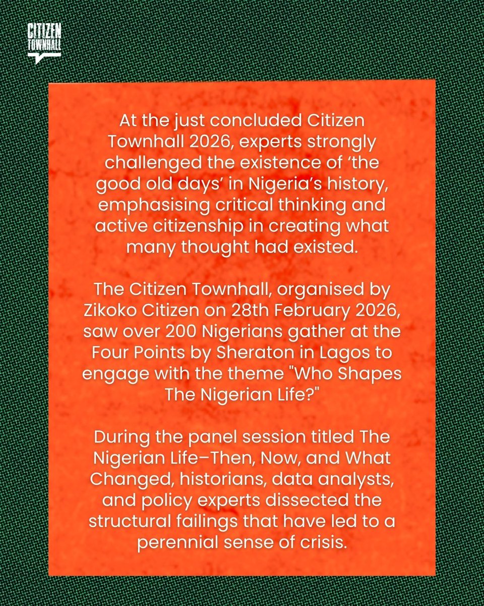 At the Citizen Townhall 2026, experts challenged the existence of ‘the good old days’ in Nigeria’s history during a panel session titled The Nigerian Life: Then, Now, and What Changed.

#CitizenTownhall #CitizenTownhall2026