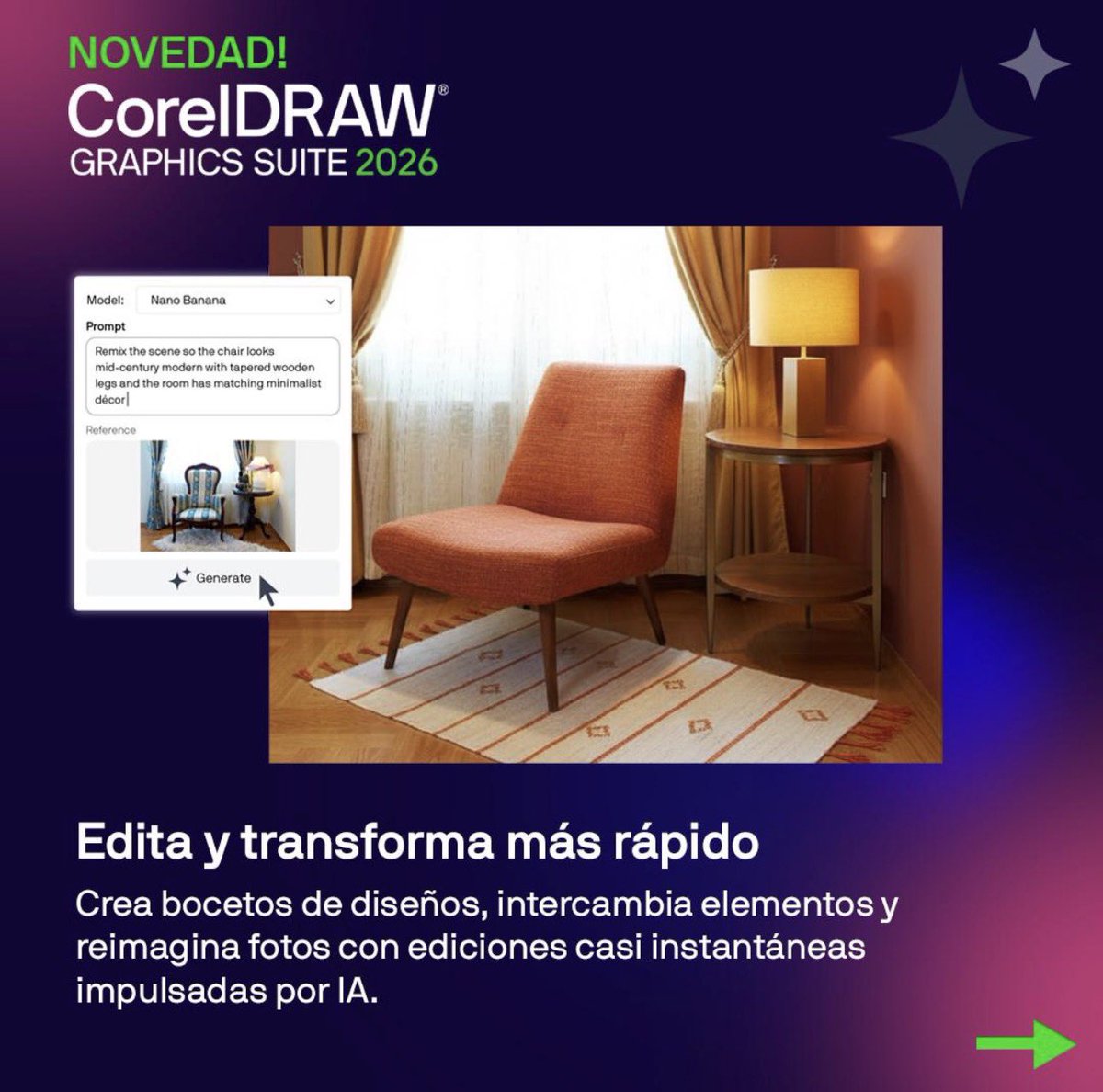 CorelMexico's tweet photo. ¡Las nuevas herramientas de lA ya están disponibles en CorelDRAW Graphics Suite 2026! #diseño #coreldraw #IA @CorelDRAW https://t.co/Ru4JJVgSpm