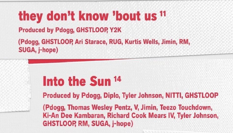 Jimin Arirang albümünde iki şarkının yapımında yer almış 😍 

• they don’t know ’bout us 
• Into the Sun