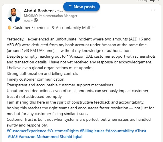 IZaorez's tweet photo. @AmazonAE @amazon 

#CustomerExperience #CustomerRights #BillingIssues #Accountability #Trust #UAE #amazon https://t.co/IBwiAqXaoO