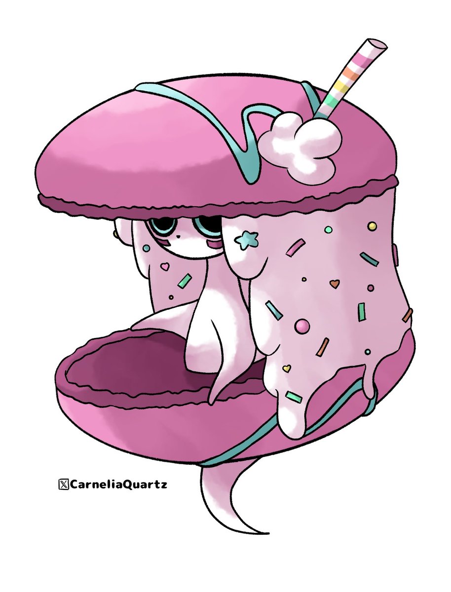 CarneliaQuartz's tweet photo. Fakemon for @candyshophorror
Sweet themed ghost/fairy 🩷 https://t.co/dgrnPyz6FU