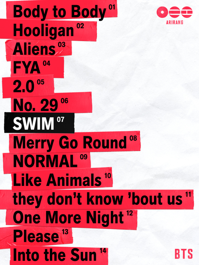 Which song from BTS album, ARIRANG, do you claim?