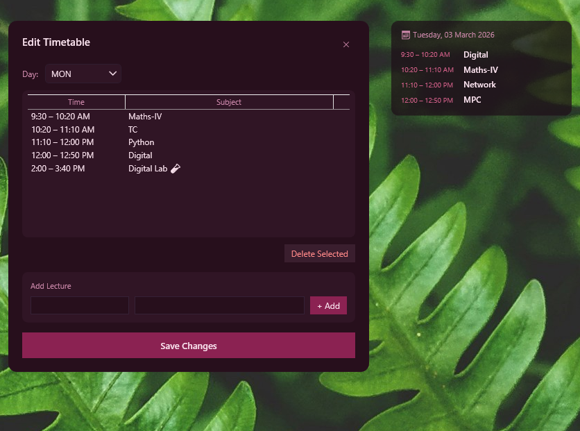 abhayofc's tweet photo. I vibe coded this minimal timetable widget to show all of my classes. https://t.co/CZJ5BcRFBO
