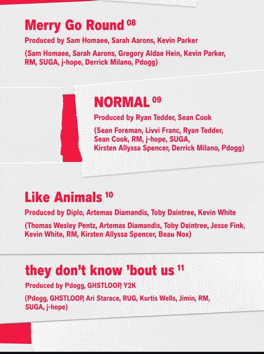 rockstarstae's tweet photo. BTS credit - Arirang album song

Body to body = RM, SUGA, j-hope
Hooligan = jungkook, RM, j-hope, SUGA
Aliens = RM, j-hope, jungkook, SUGA
FYA = RM, jungkook, SUGA
2.0 = RM, j-hope, V, jungkook, SUGA
SWIM = RM
Merry go round = RM, SUGA, j-hope
Normal = RM, j-hope, SUGA https://t.co/lAAQ2GGfRk