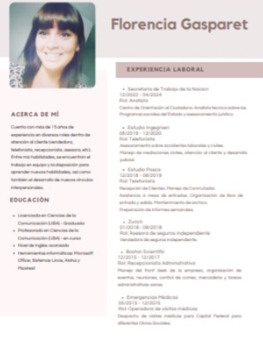 Efectivamente, la mejor noticia, un día antes de mi cumpleaños me quedo sin laburo. Por las bajas ventas, cierran al público. No tengo más fe en nada, ya no sé que pensar.
Te dejo mis rifas, mi flyer, sigo dando clases y agrego foto de mi cv.
Gasparetflorencia Naranja x 
Perdon💔