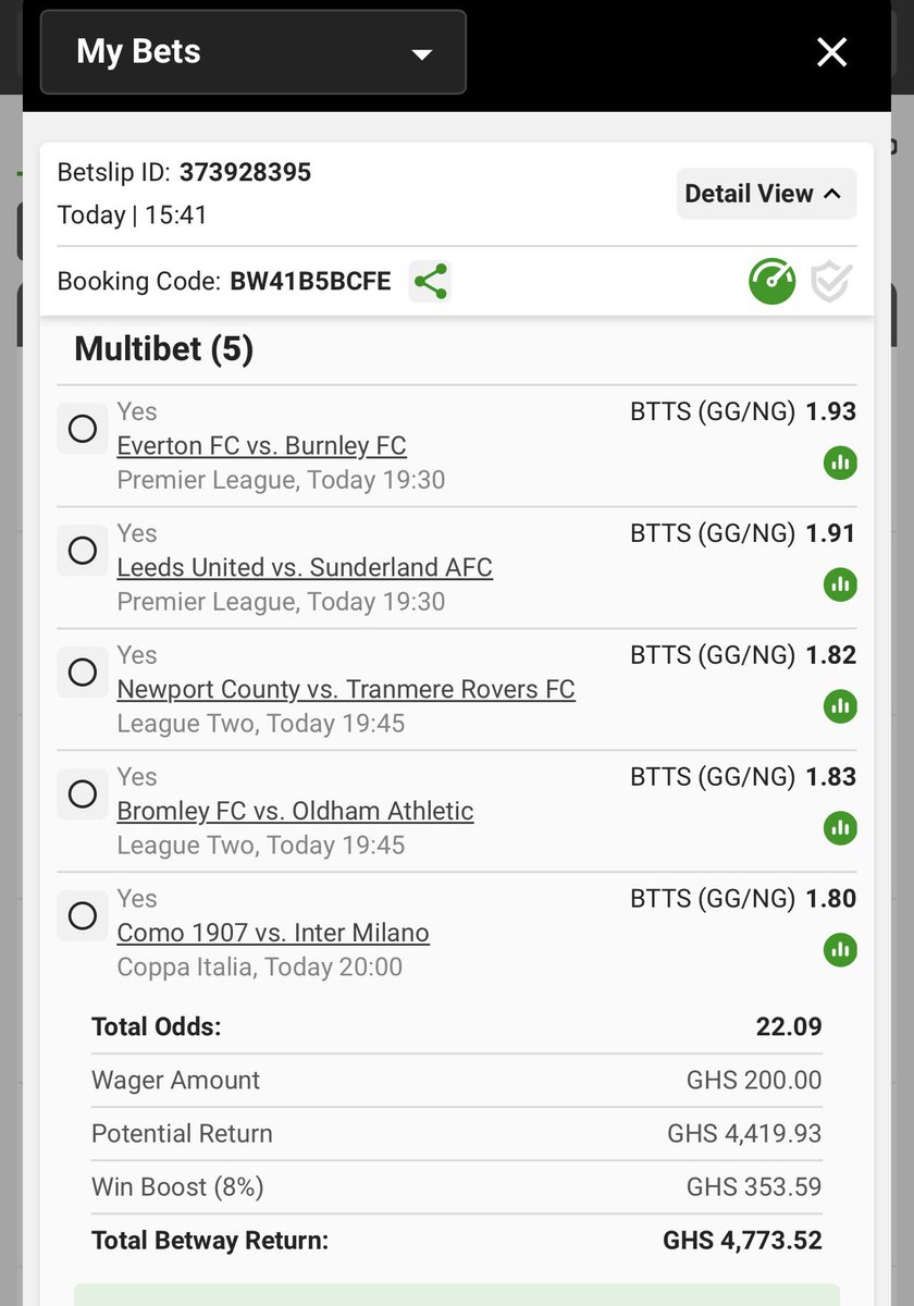 KofiBenson000's tweet photo. Today’s picks 

10 +👉 BW41B5330B

20 + 👉 BW41B5BCFE
                
Lets get it today 💚 🙏 
BetResponsibly 🫵 https://t.co/8Xu7ZLOBG3