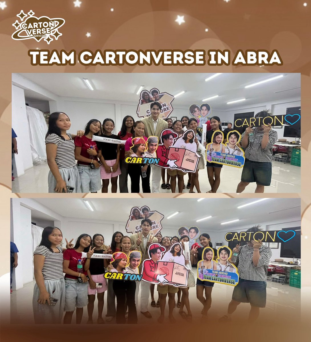 ABRA, YOU UNDERSTOOD THE ASSIGNMENT. 🧡✨

Team Cartonverse really pulled up with the love, the banners, the energy — everything LOUD and proud for #CarTon! From smiles to cheers, ramdam na ramdam yung support.

This is what happens when we show up as ONE. Cartonverse in Abra?