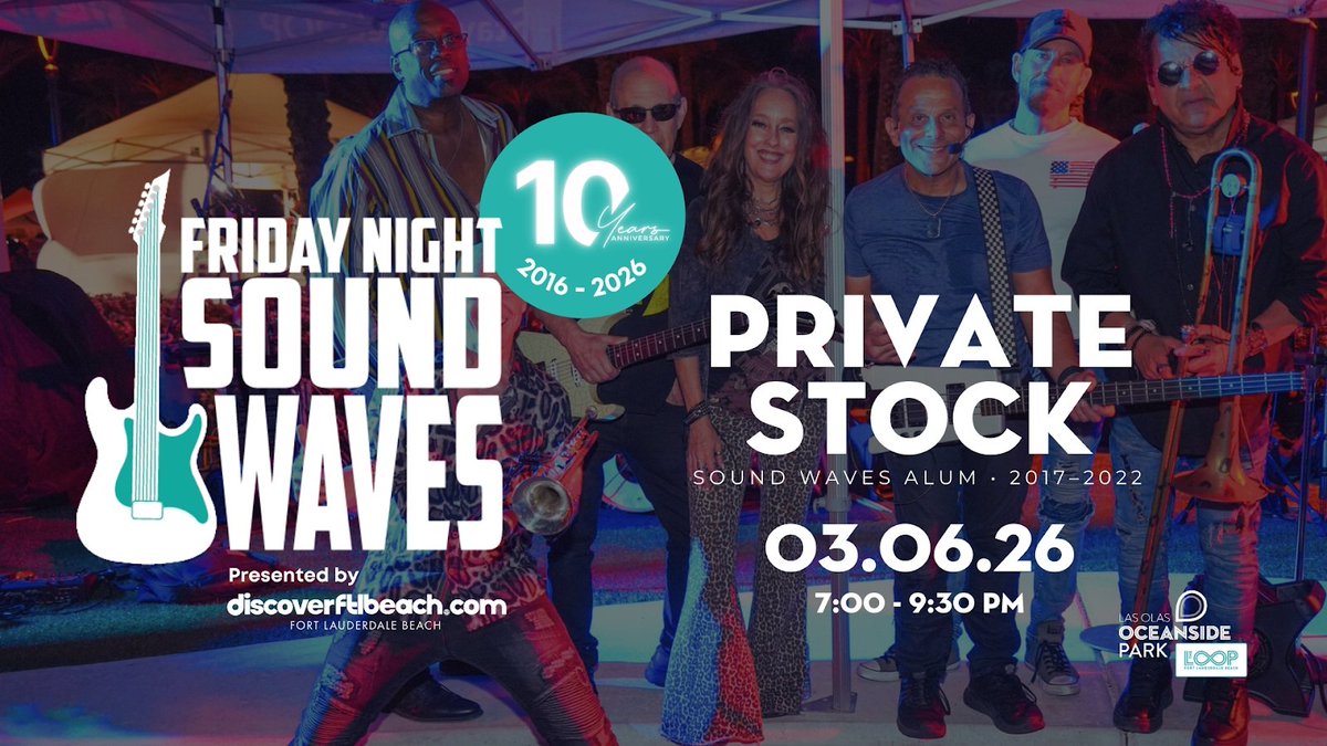 Friday Night Sound Waves 10th Anniversary Series continues this month at Las Olas Oceanside Park. 🌊🎶 Bring a chair and blanket tomake it a beach night. ✨

Learn more: bit.ly/FridayNightSou…

 #DiscoverFTLBeach

 📸 =  Las Olas Oceanside Park