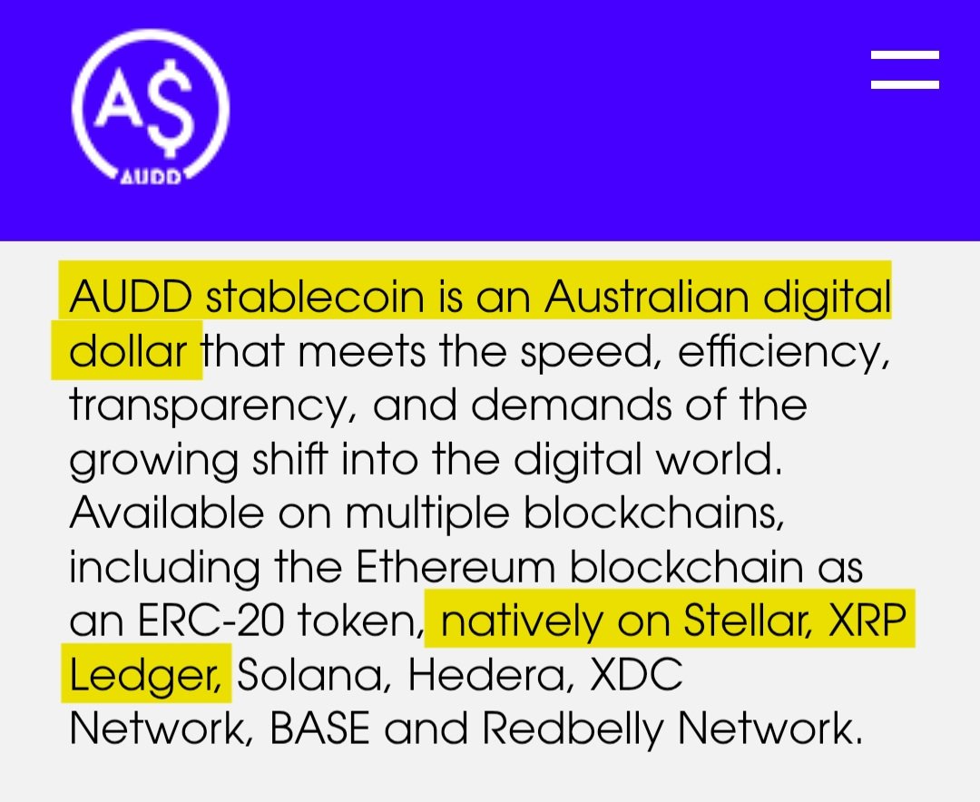 ChartNerdTA's tweet photo. 📣 $XRP: #AUDD is Australia's Regulated Stablecoin Issued by AUDC Pty Ltd Under an Australian Financial Services Licence (AFSL), Which Sits Natively On The $XRP Ledger & Stellar 🇦🇺 https://t.co/sQPslRb1Ed