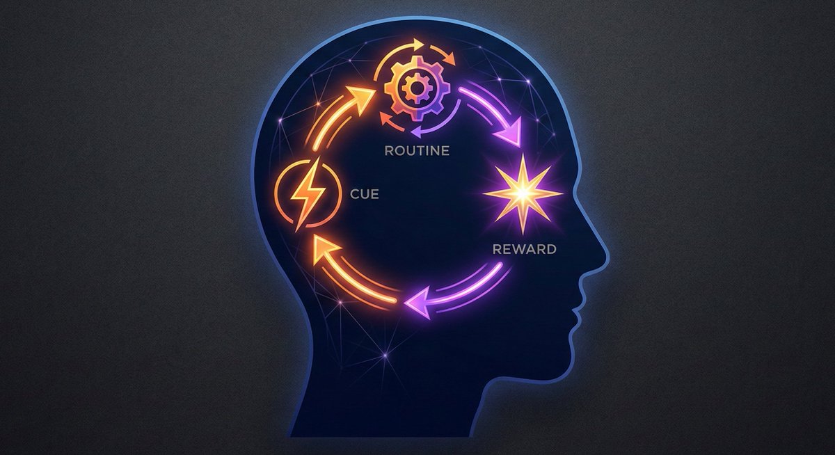FeyiKeta's tweet photo. You are running on autopilot.

Studies show that 40% of your daily actions are not conscious decisions; they are habits.

If you want to regain control of your life, you need to reprogram your brain. Here’s the framework from Charles Duhigg's "The Power of Habit" to ensure your success: 🧵👇