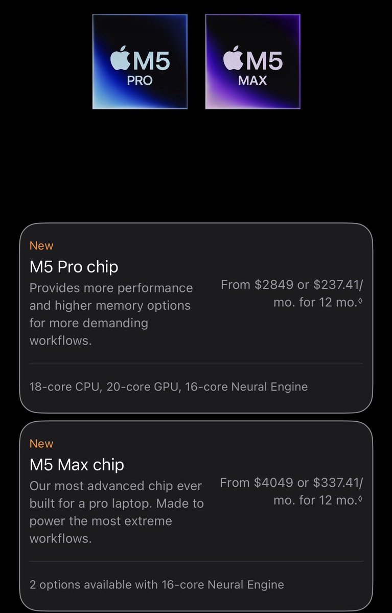 M5 Pro vs Max cards