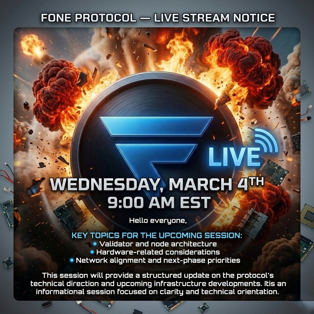 ✨💥 BREAKING NEWS 💥✨
@Fone_Network #FONE LIVE TOMORROW MARCH 4TH - 9:00 AM EST on #YouTubeLive 
t.me/fonenetwork/42…. DON'T MISS IT!! 
#Fone #Decentralization #AI #NFTs