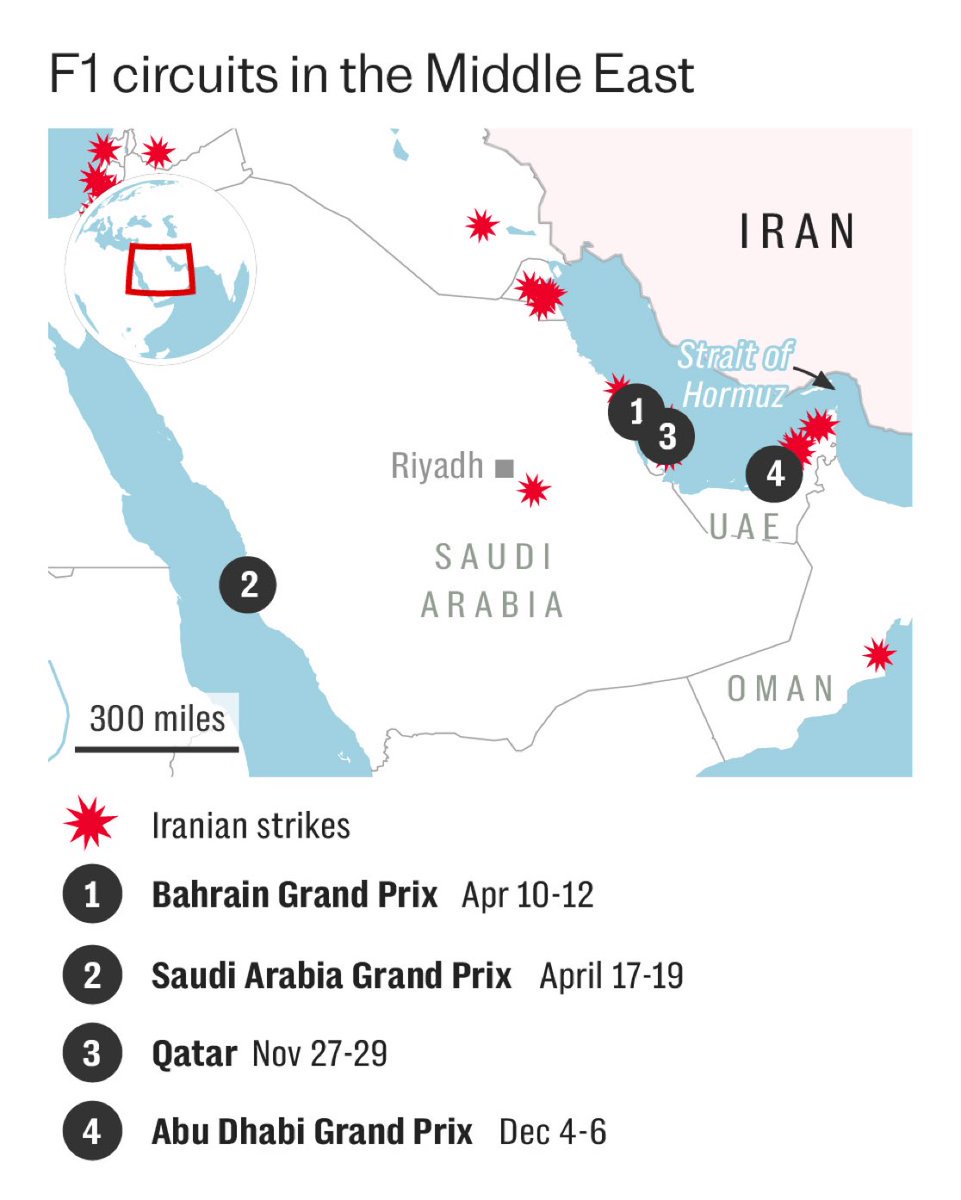 SKEWGAMING's tweet photo. 🚨🏎️ Formula One season could be cut to 22 races because of Middle East conflict

Next month’s grands prix in Bahrain and Saudi Arabia, which have both been hit by Iranian strikes, are at risk of being scrapped

#formule1 #MiddleEastConflict #Iran https://t.co/fo1XIPocf7