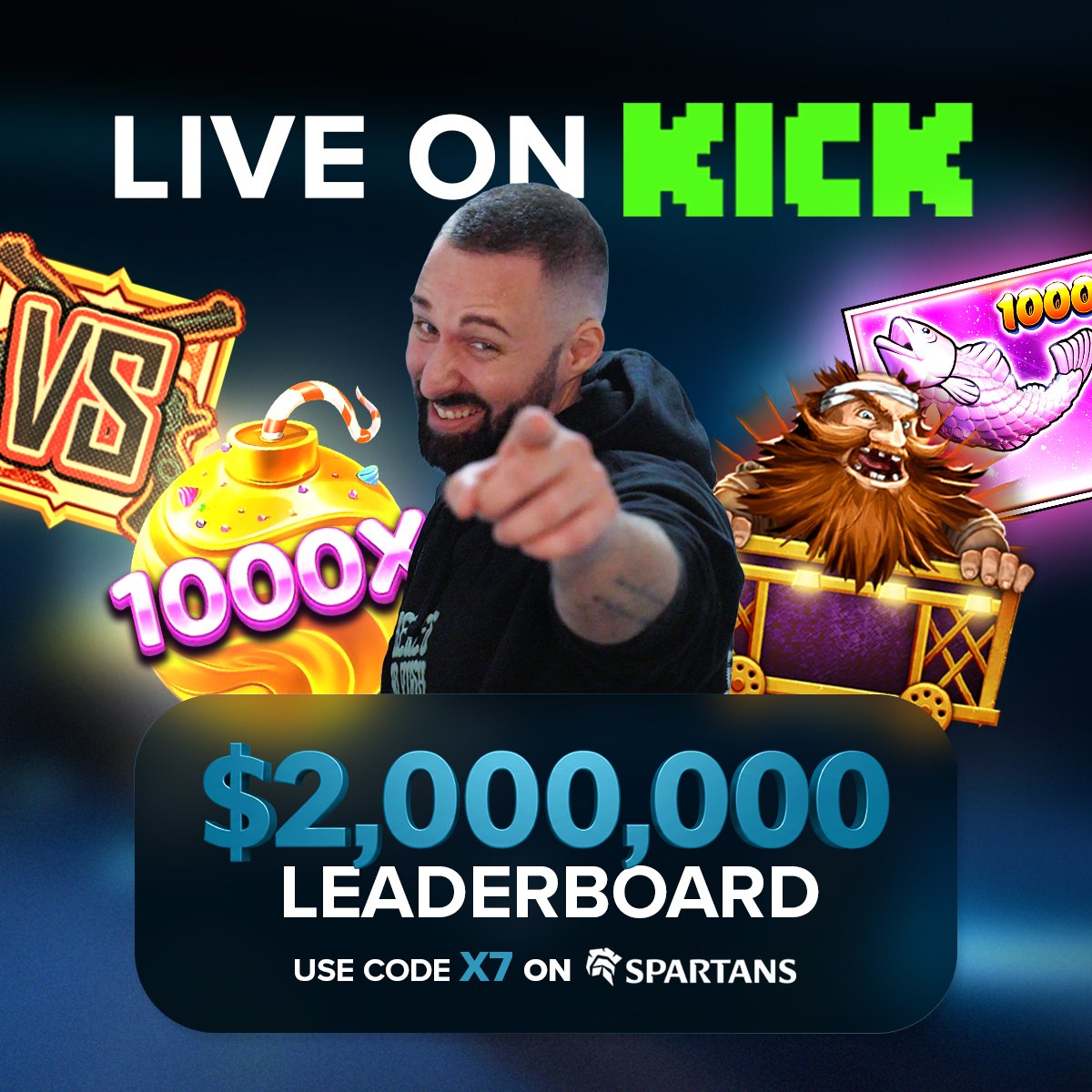 🔴STREAM IS LIVE 🔴
📌$2,000,000 LEADERBOARD 
📌NEW PARTNERSHIP WITH 
   <a href="/SpartansBet/">Spartans</a>
📌ENDLESS GIVEAWAYS

COMMENT AND RETWEET FOR $100 #USDC

USE CODE X7 ON spartans.com